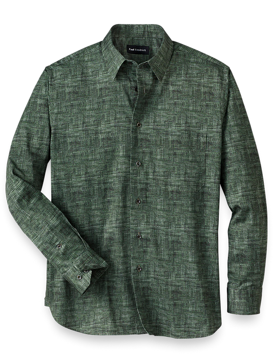 Cotton Abstract Print Casual Shirt - Green