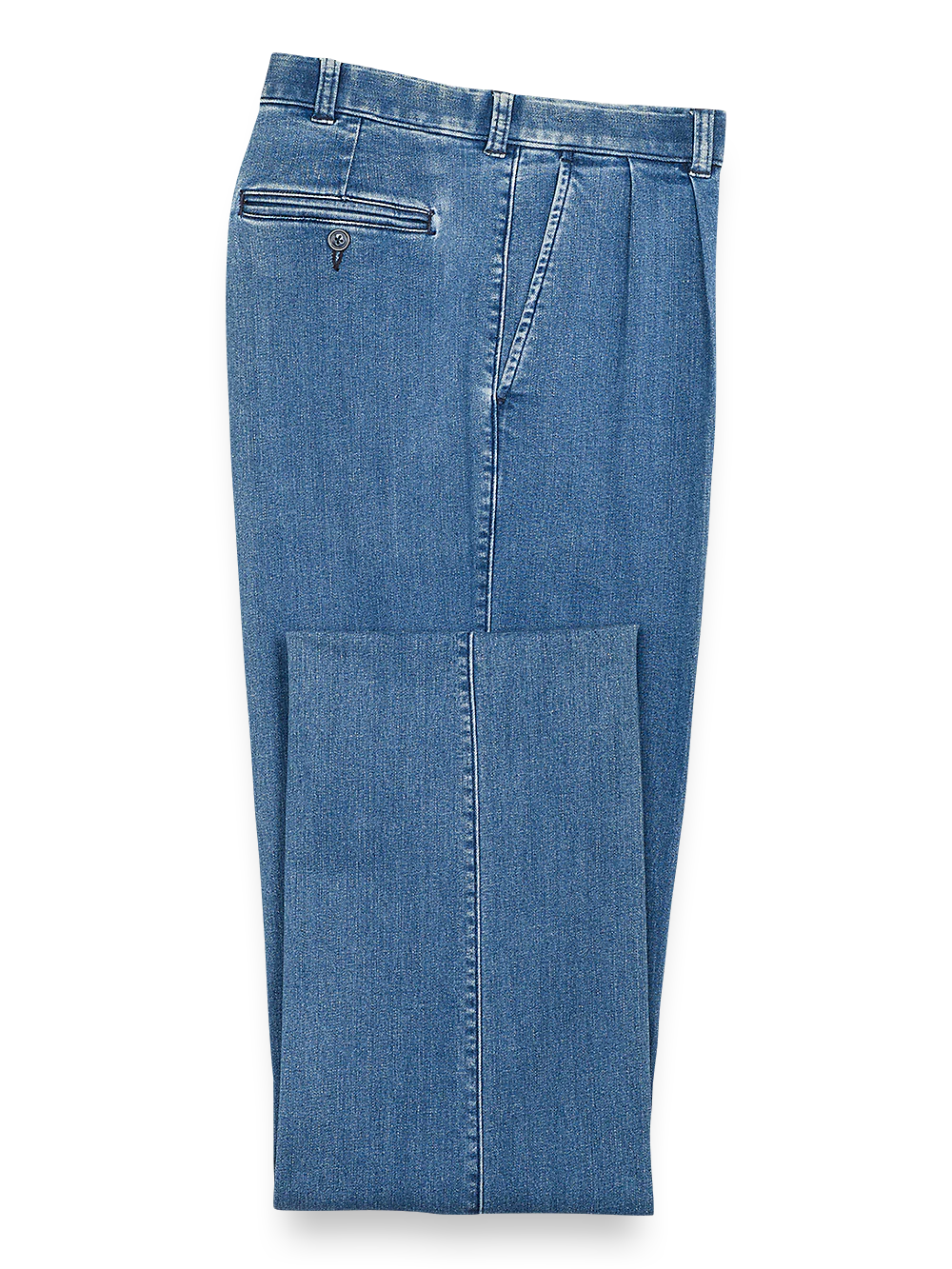 Pleated Denim Pants - Medium Blue