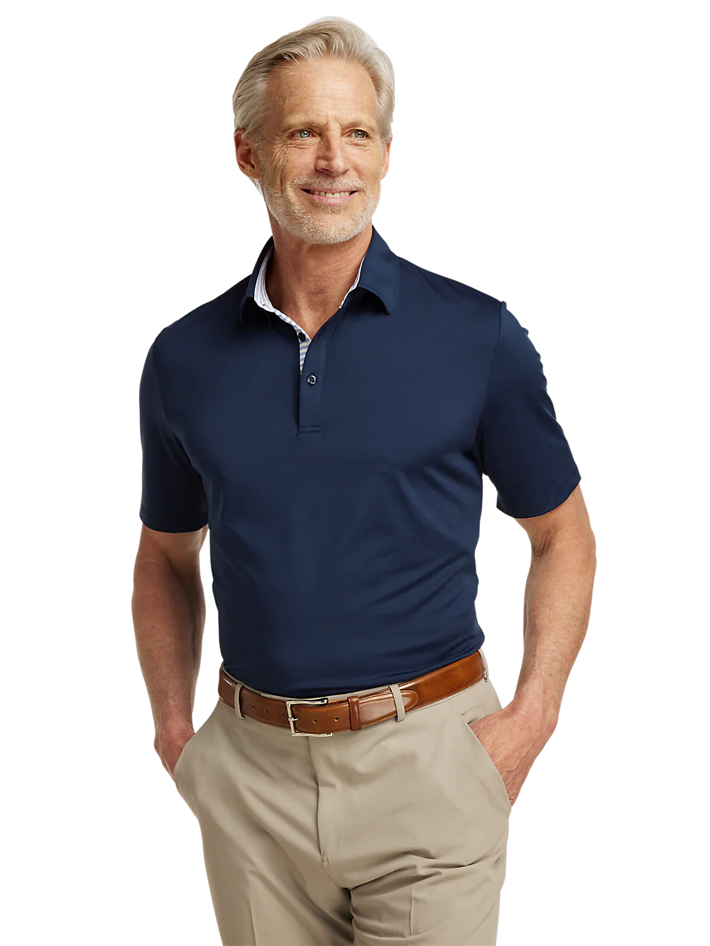 Performance Blend Three Button Polo - Navy