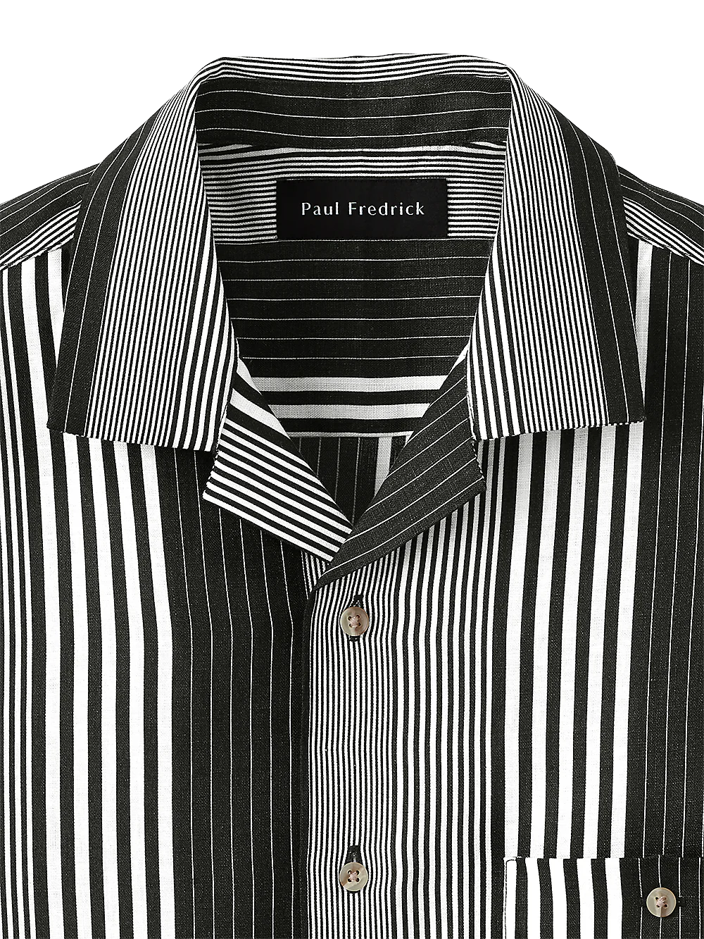 Linen Stripe Print Casual Shirt - Black/white