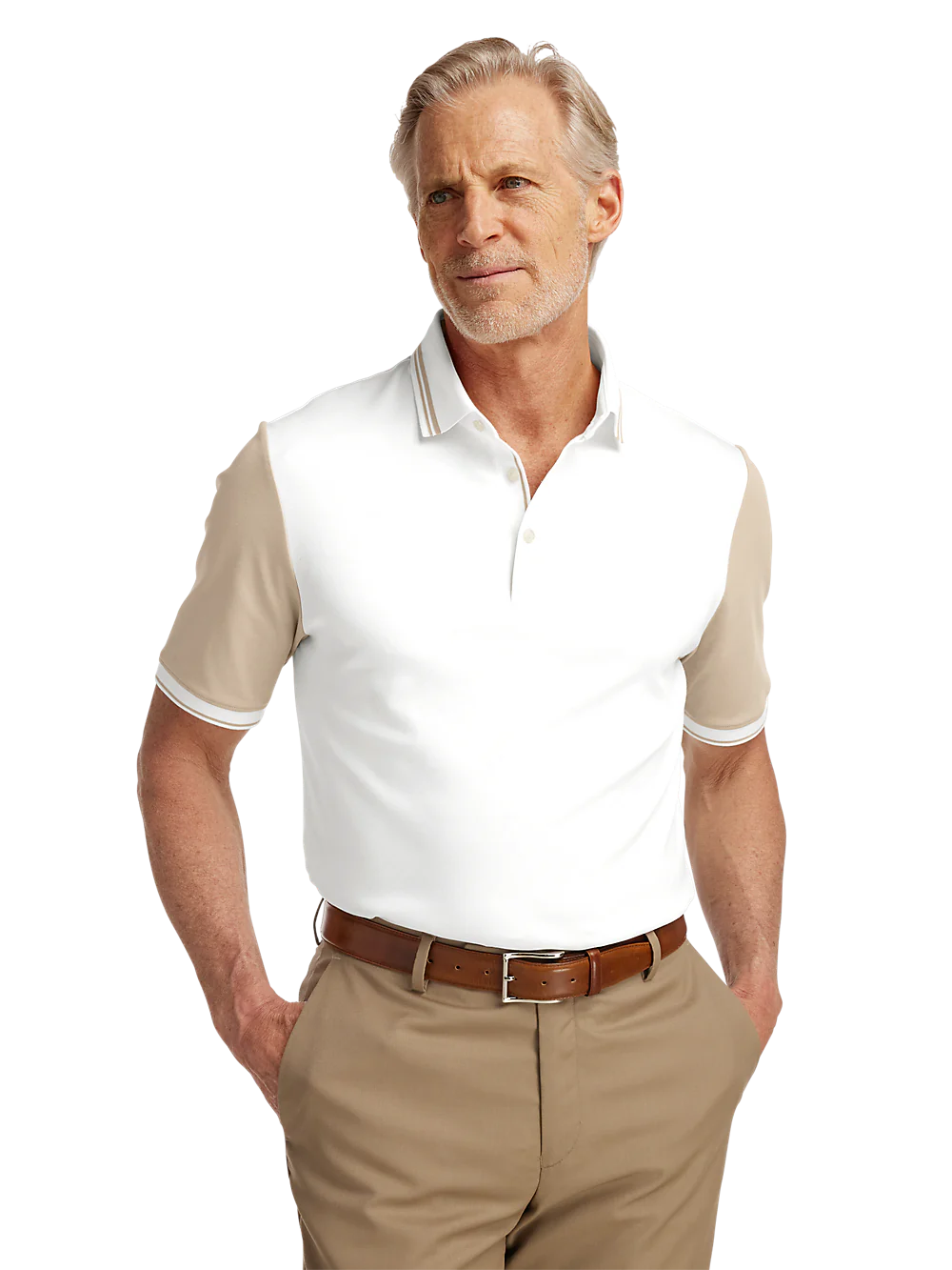 Cotton Three Button Polo - White