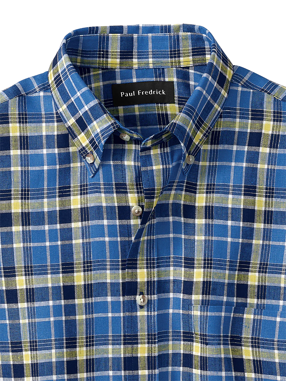 Linen Plaid Casual Shirt - Blue/yellow