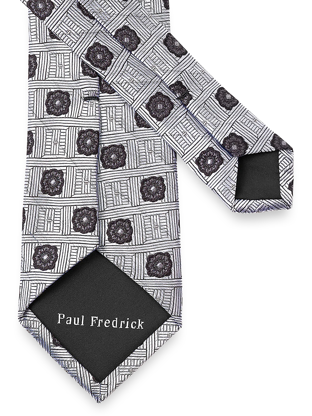 Medallion Woven Silk Tie - Silver