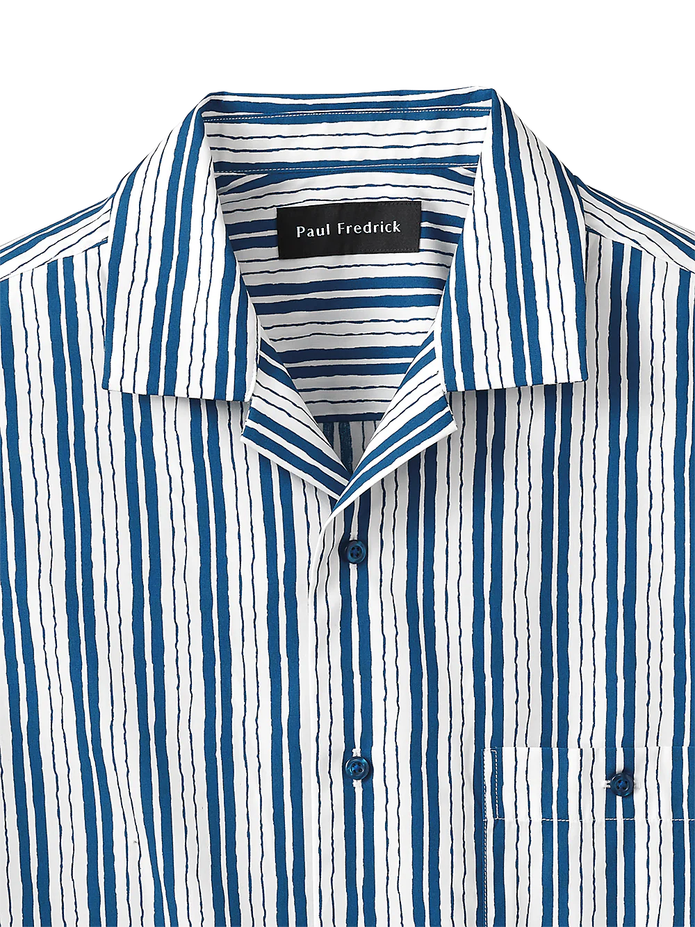 Cotton Stripe Print Casual Shirt - White/blue