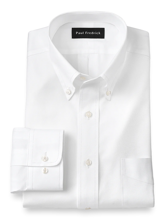 Superfine Egyptian Cotton Solid Color Button Down Collar Dress Shirt - White