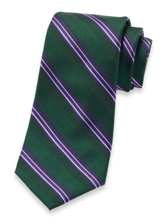 Stripe Woven Silk Tie - Green