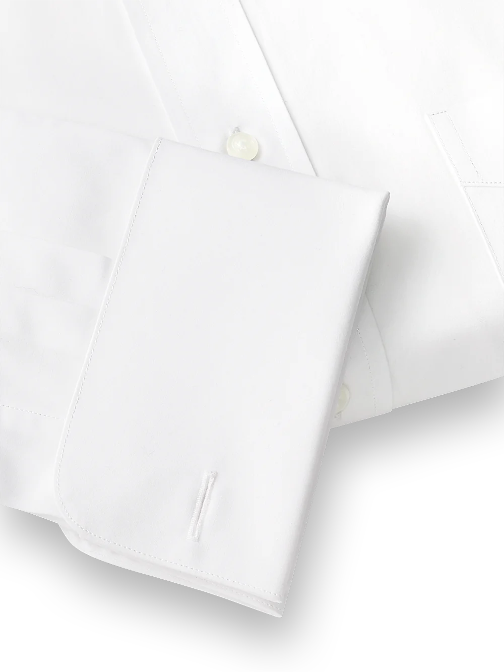 Pure Cotton Broadcloth Solid Color Cutaway Spread Collar French Cuff Dress Shirt� - White