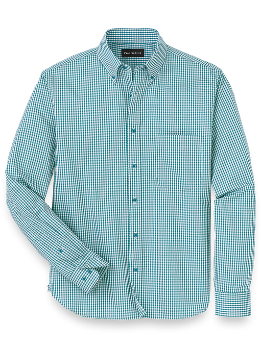 Cotton Gingham Casual Shirt - Teal