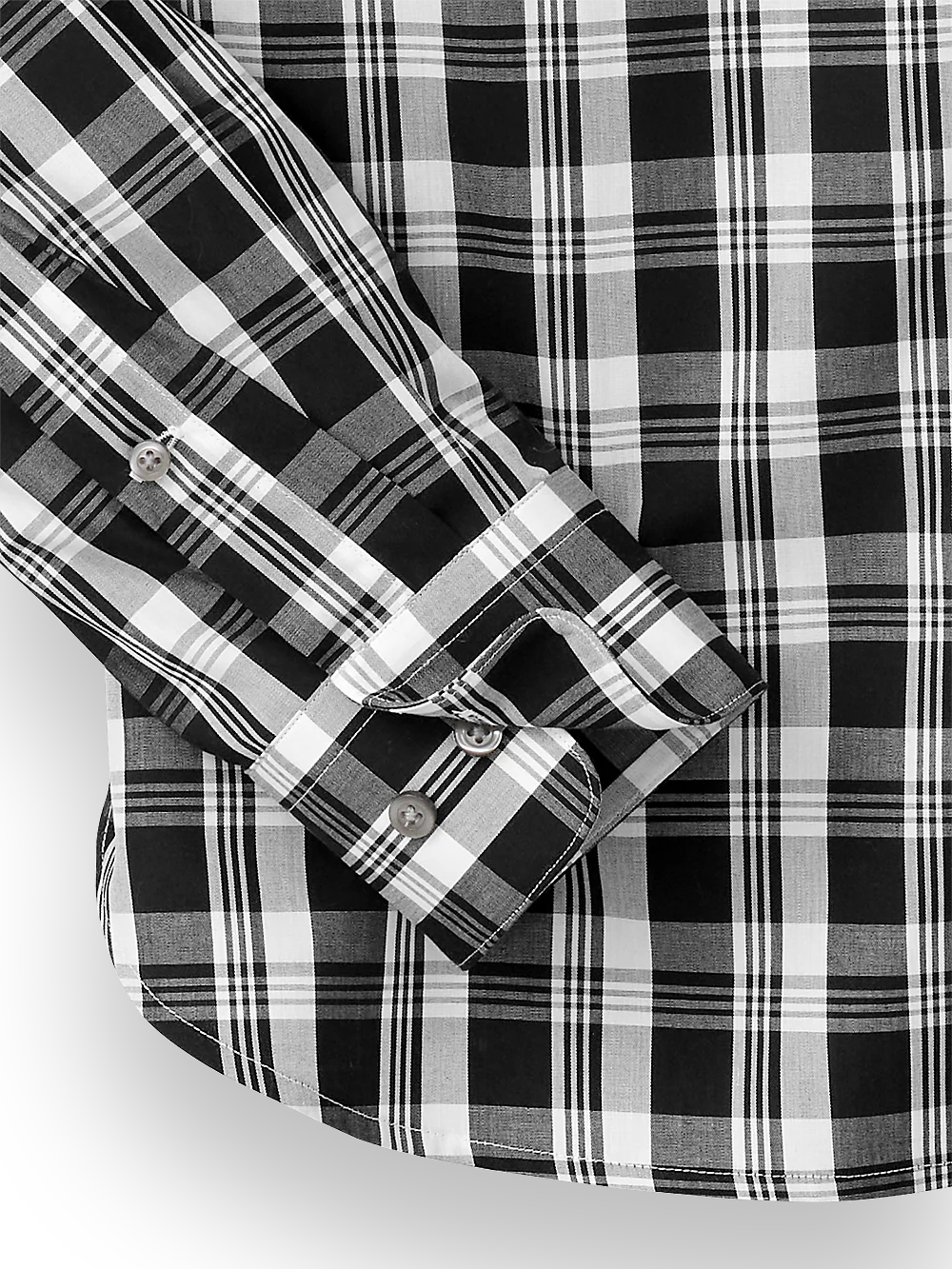 Cotton Plaid Casual Shirt - White/black