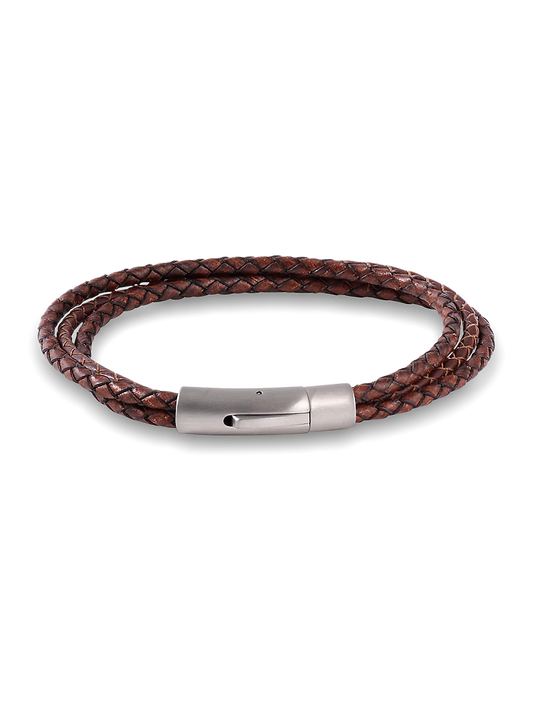 Braided Leather Bracelet - Brown