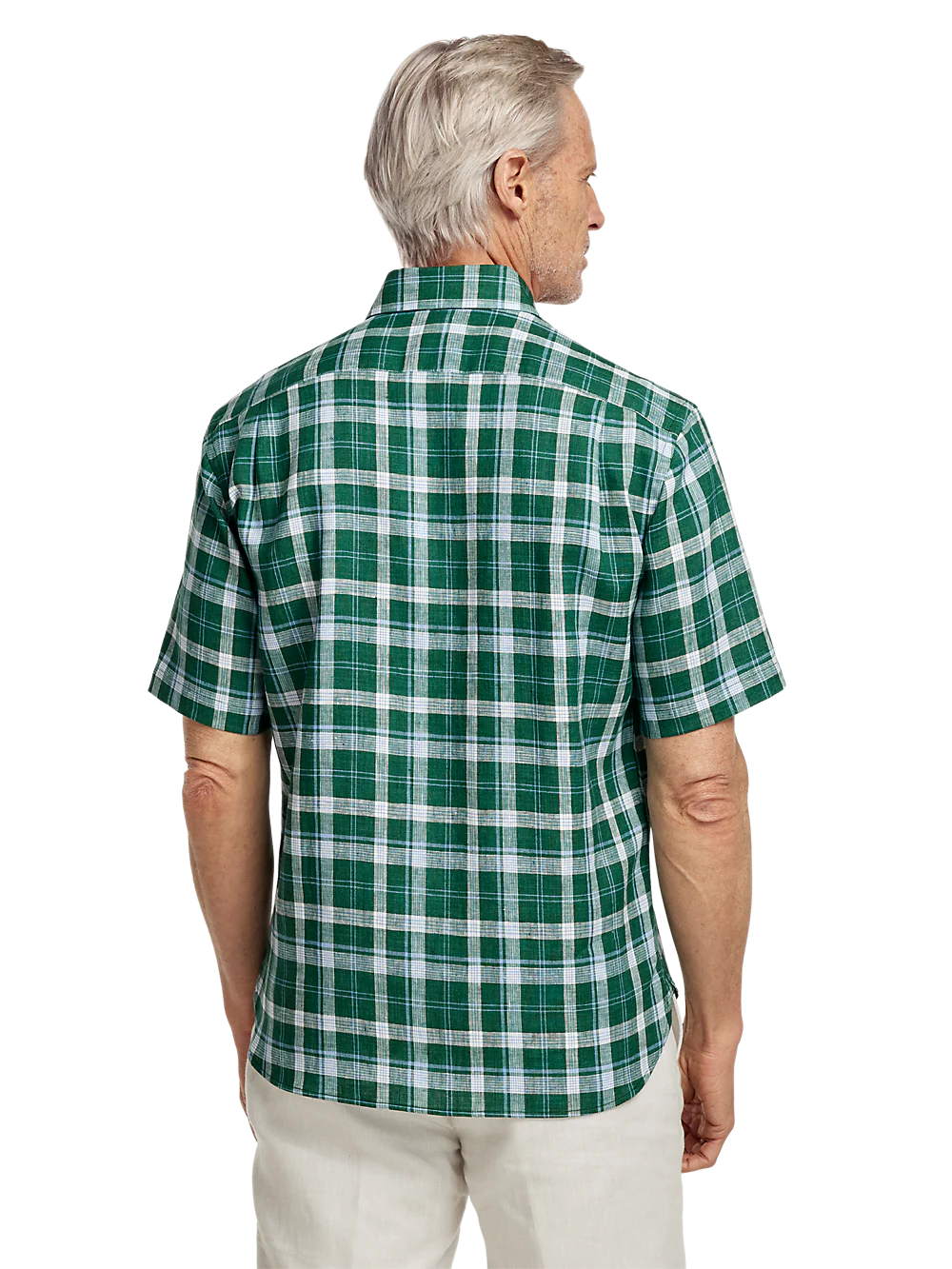 Linen Plaid Casual Shirt - Green/blue