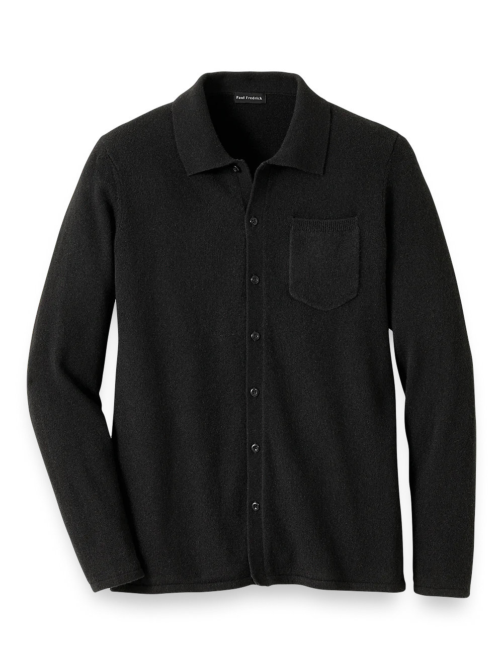 Cashmere Button Front Polo - Black