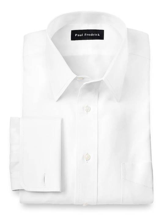 Supima Non-Iron Cotton Solid Color Straight Collar French Cuff Dress Shirt - White