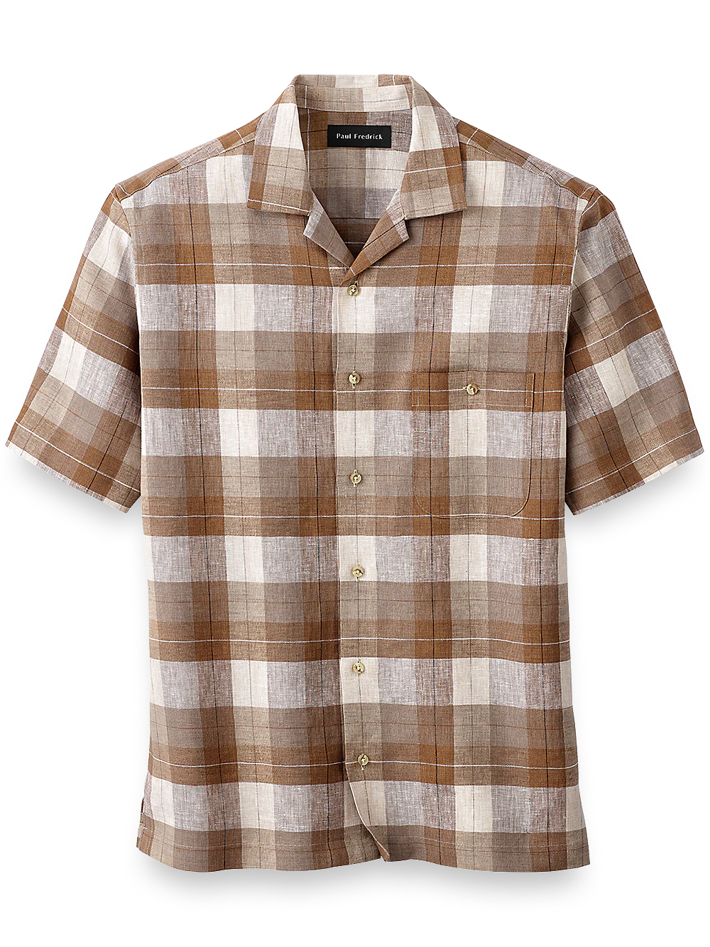 Linen Plaid Casual Shirt - Brown