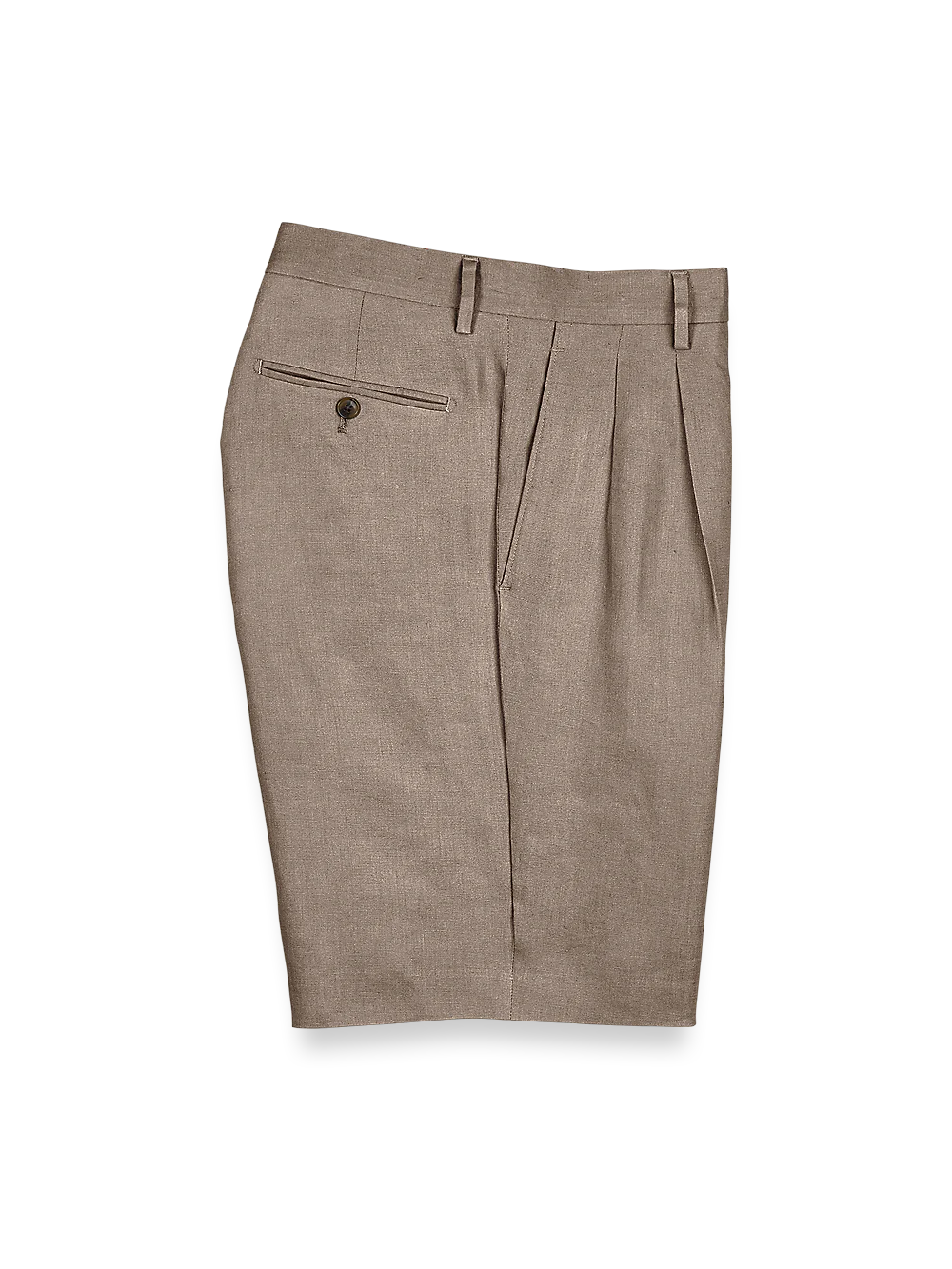 Linen Pleated Shorts - Khaki