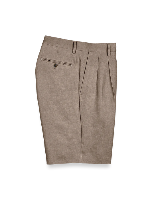 Linen Pleated Shorts - Khaki