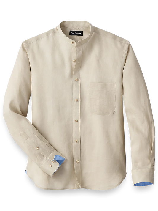 Linen Solid Casual Shirt - Light Tan