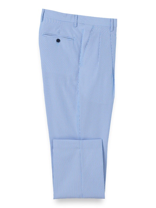 Pinstripe Pleated Pants - Blue Stripe