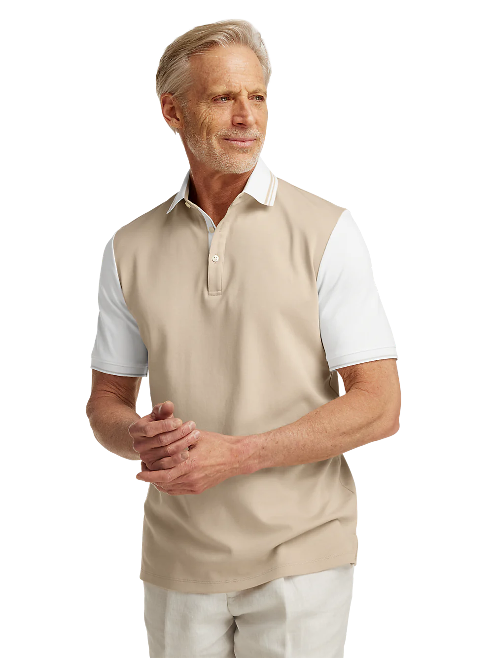 Cotton Three Button Polo - Tan