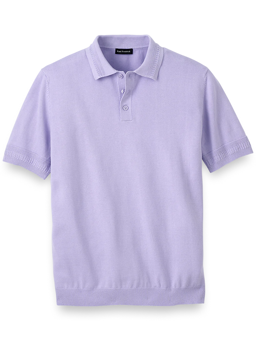 Cotton Three Button Polo - Lavender