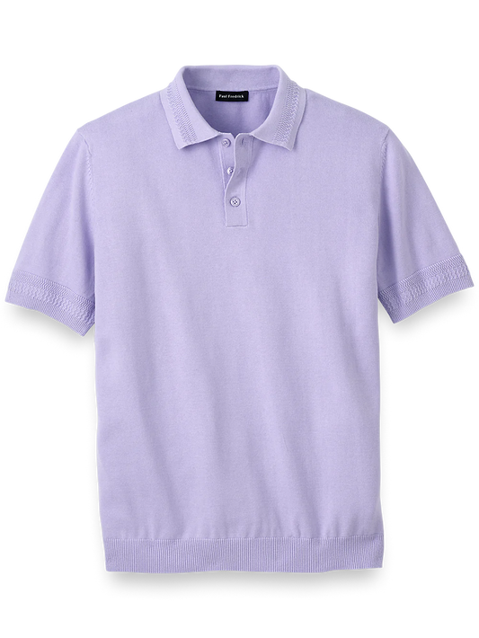 Cotton Three Button Polo - Lavender