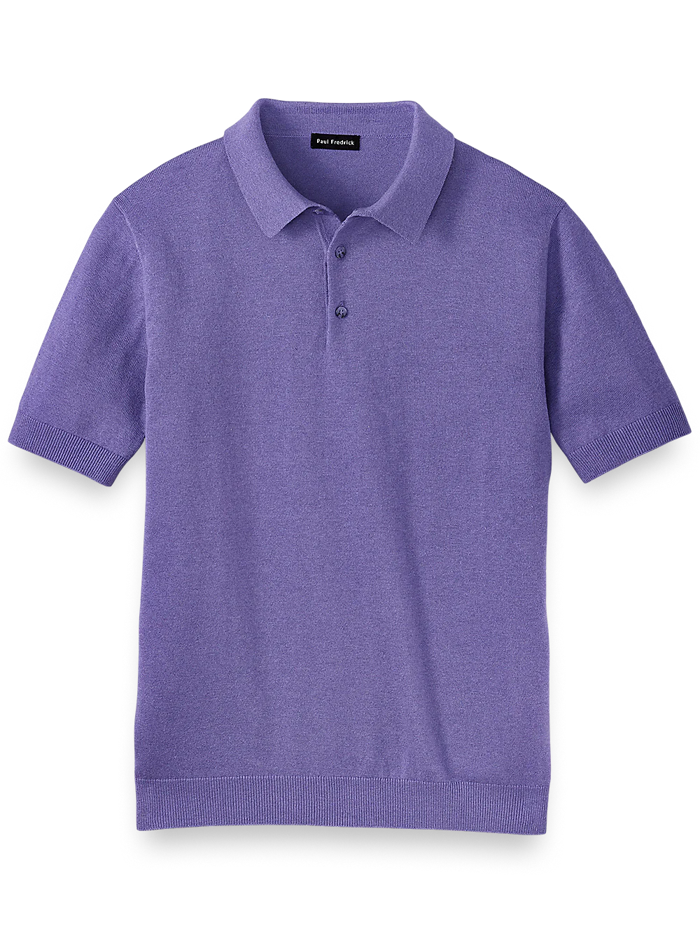 Silk Cotton and Cashmere Three Button Polo - Purple