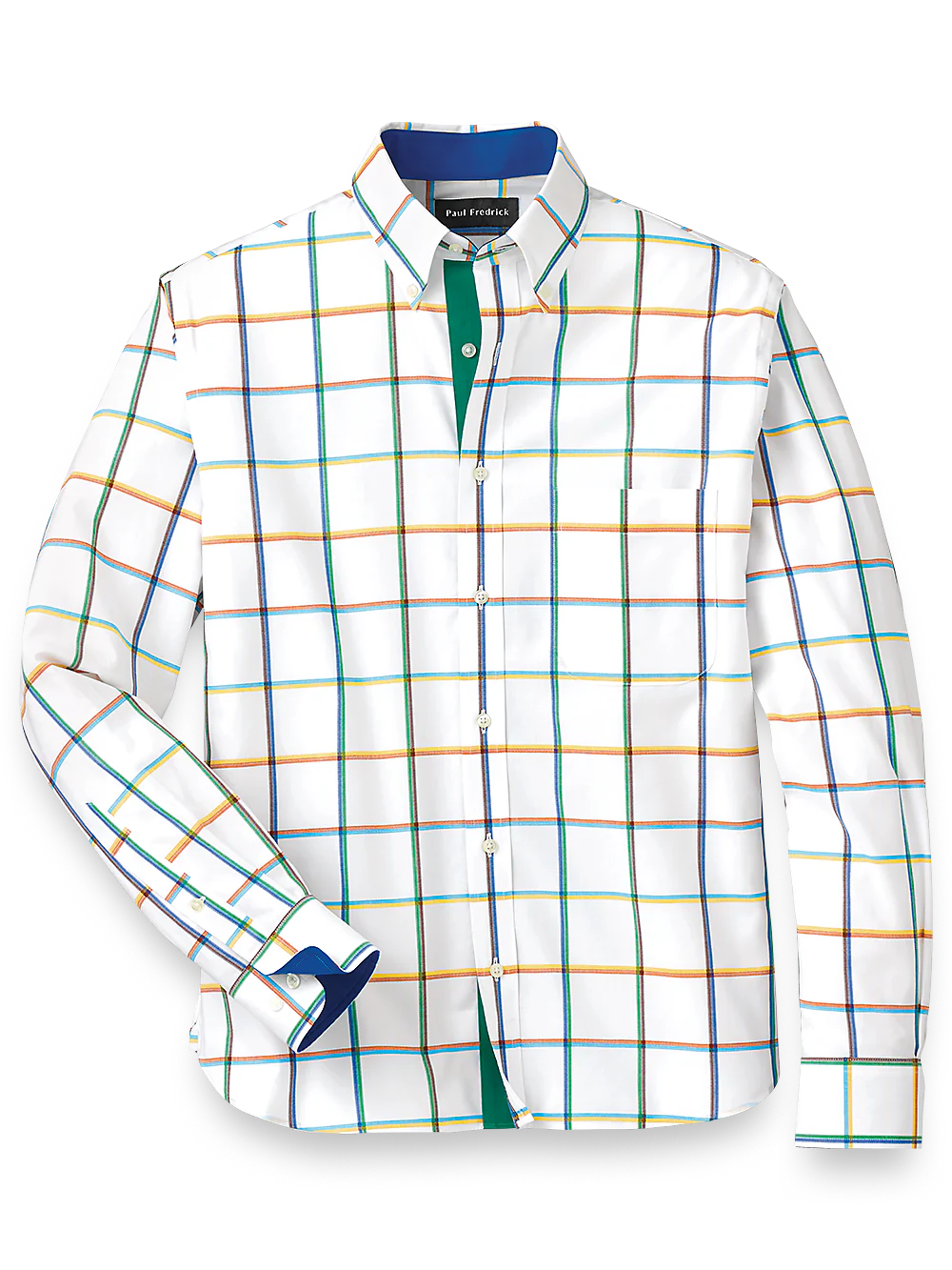 Cotton Windowpane Casual Shirt With Contrast Trim - Multi