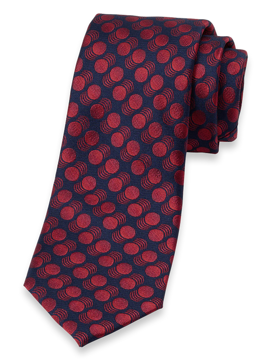 Circles Woven Silk Tie - Red