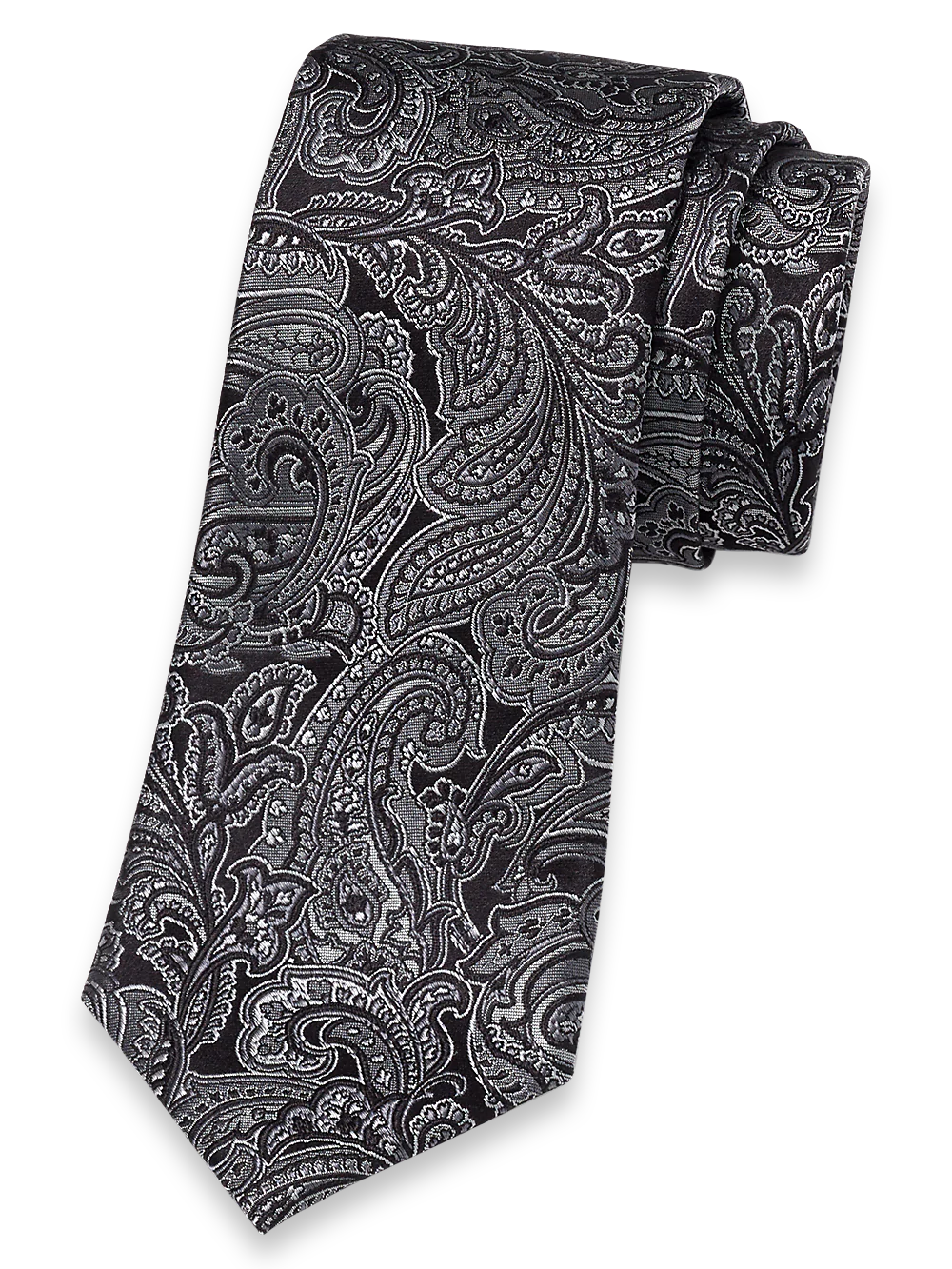 Paisley Woven Silk Tie - Black/grey