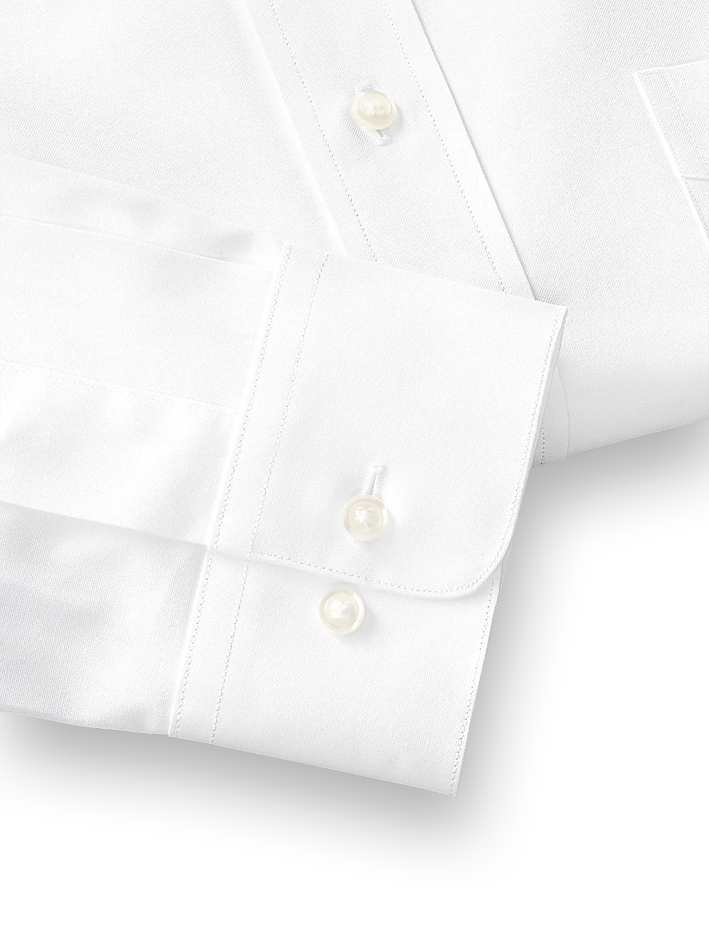 Pure Cotton Pinpoint Solid Color Edge-stitched Straight Collar Dress Shirt - White