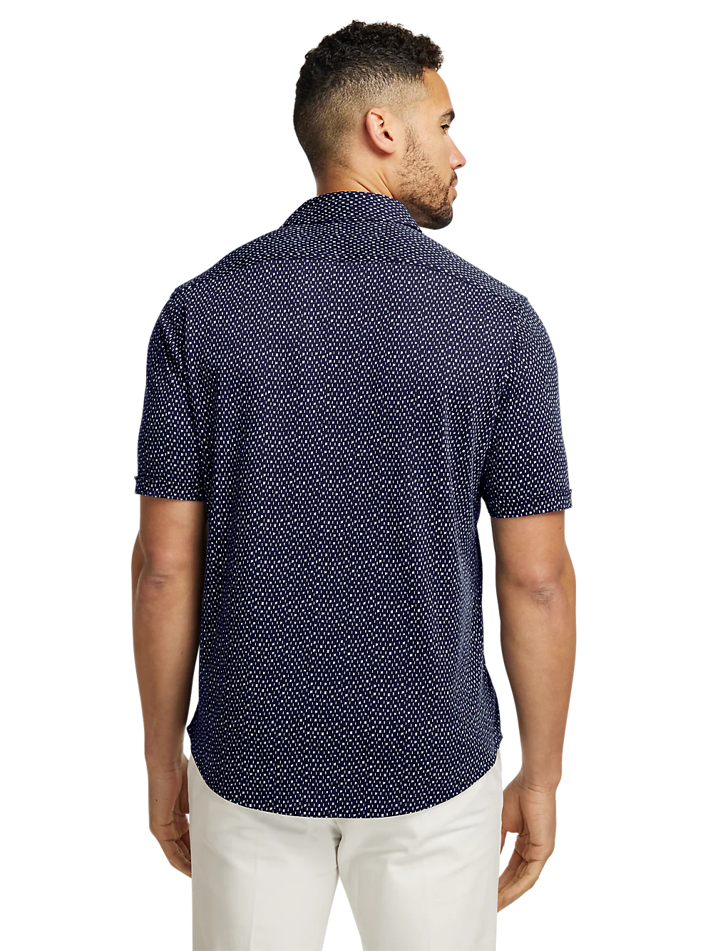 Cotton Button Front Polo - Navy/white