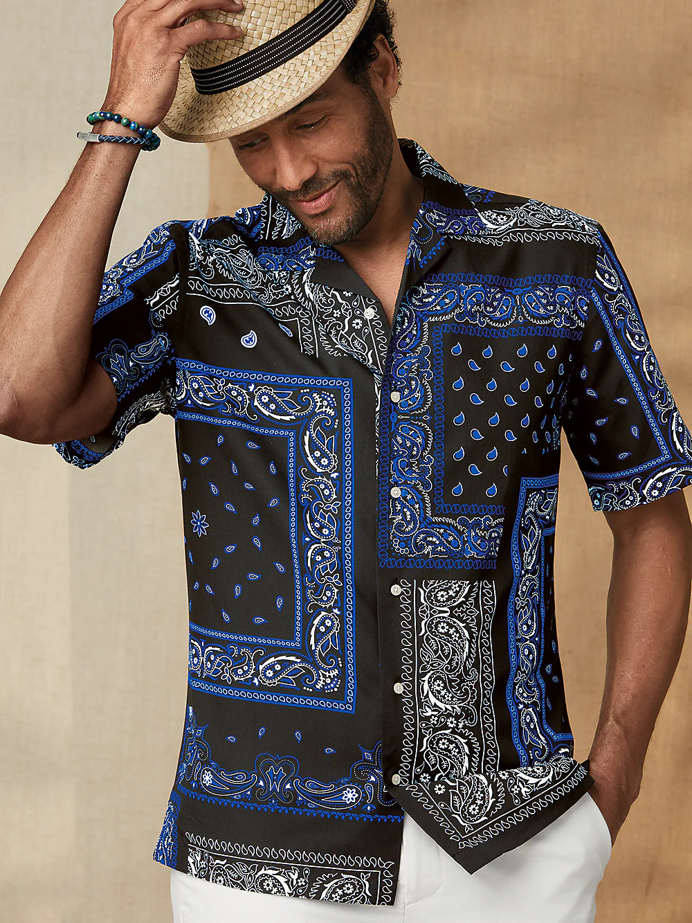 Cotton Paisley Print Casual Shirt - Black