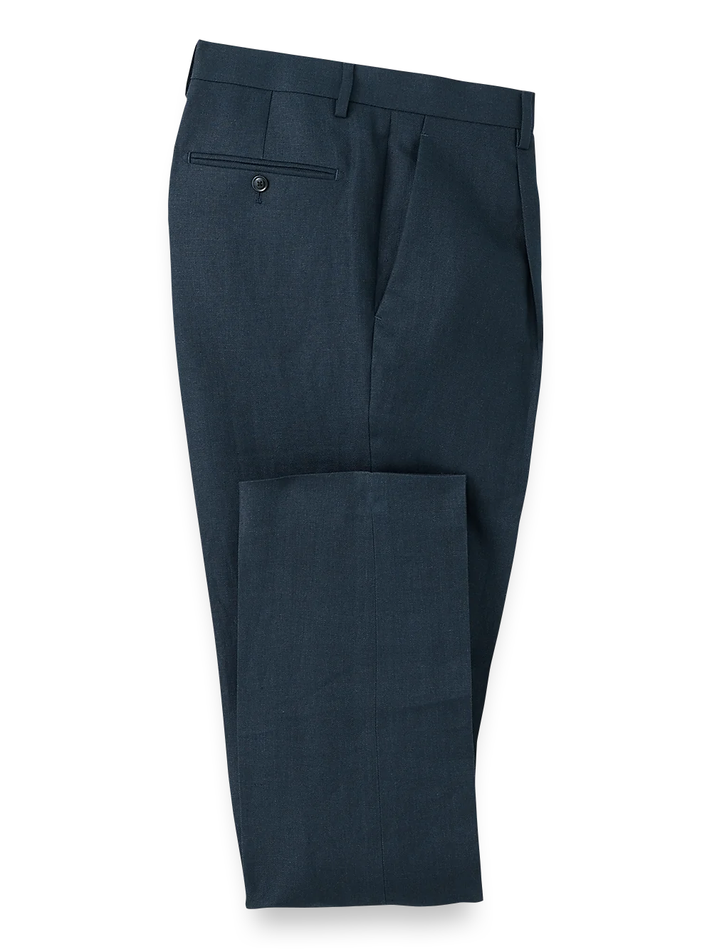 Linen Single Pleat Pants - Blue