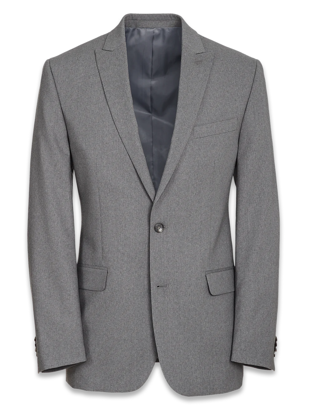 Tailored Fit Essential Wool Peak Lapel Suit Jacket - Grey