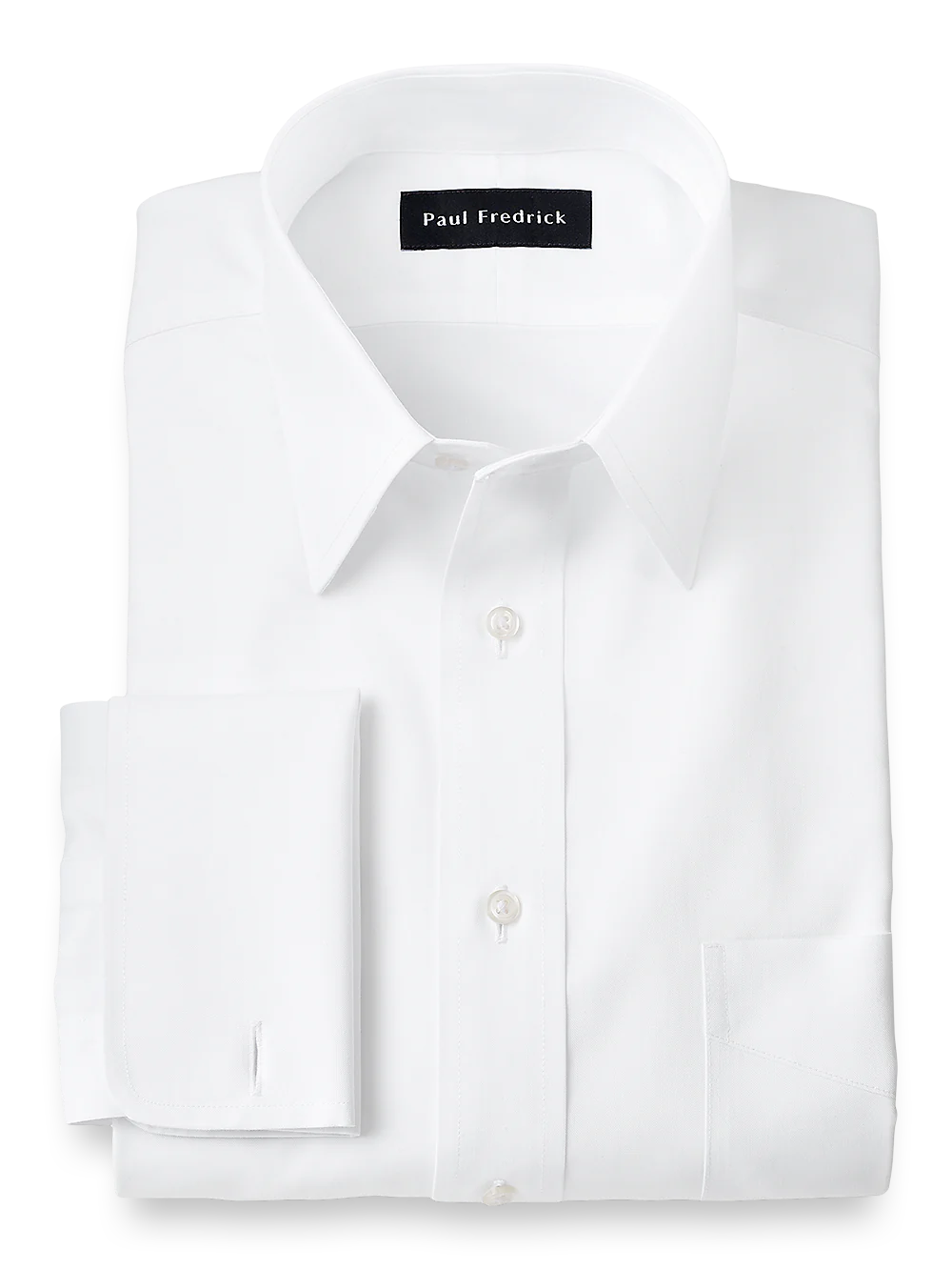 Tailored Fit Impeccable Non-Iron Cotton Straight Collar French Cuff Dress Shirt - White