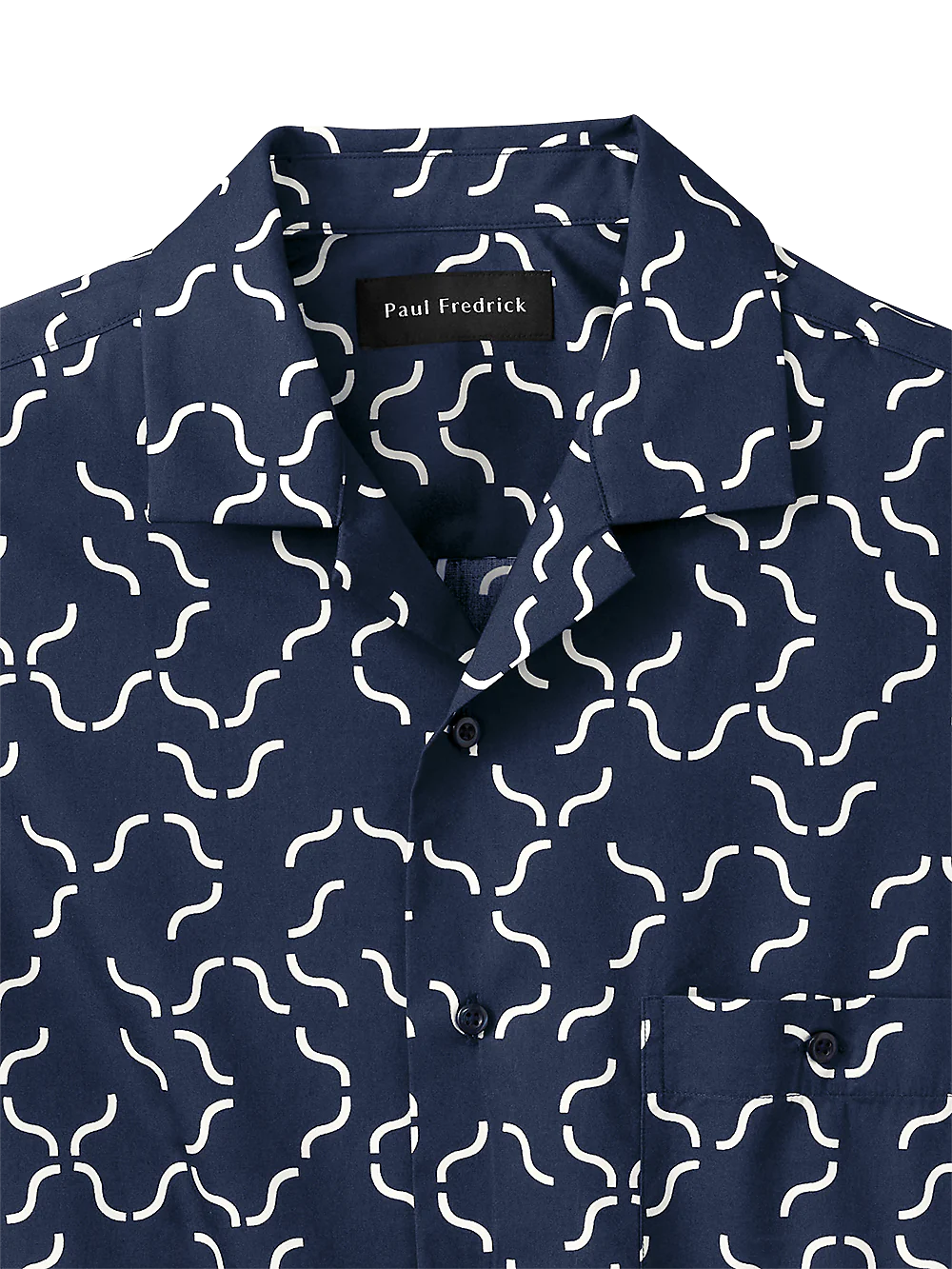 Cotton Deco Print Casual Shirt - Navy