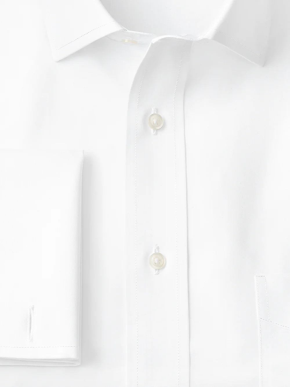 Supima Non-Iron Cotton Solid Color Spread Collar French Cuff Dress Shirt - White