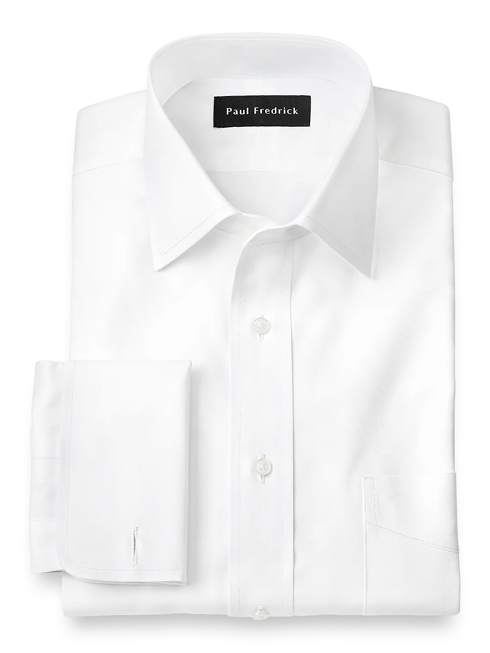 Superfine Egyptian Cotton Solid Color Spread Collar French Cuff Dress Shirt - White