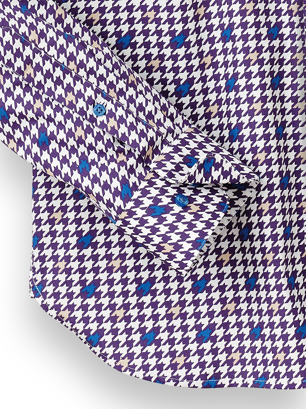 Cotton Houndstooth Print Casual Shirt - Purple