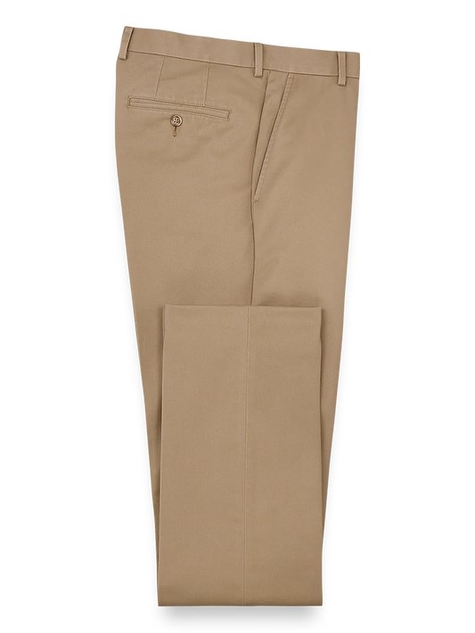 Non Iron Chino Flat Front Pants - Dark Khaki