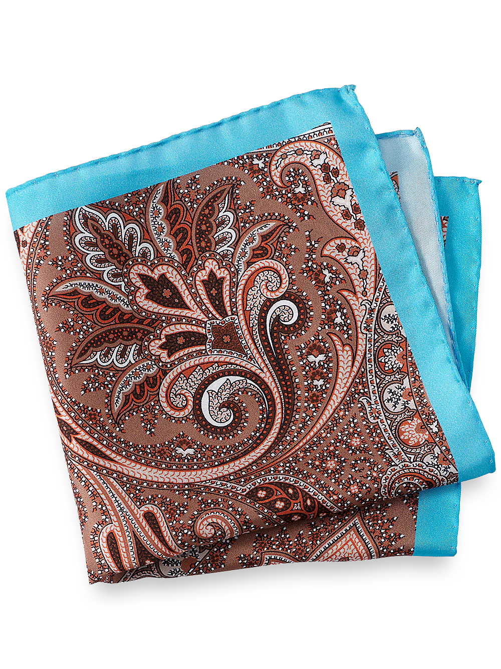 Paisley Silk Pocket Square - Brown Multi