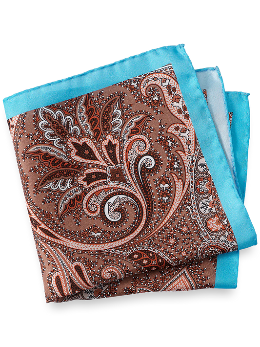 Paisley Silk Pocket Square - Brown Multi