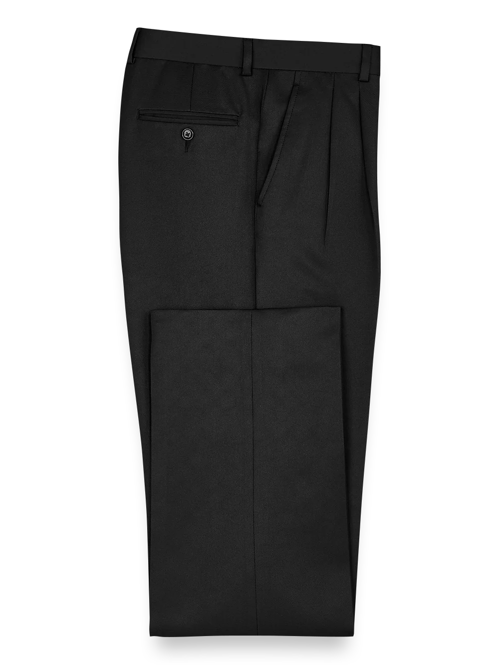 Solid Microfiber Pleated Pants - Black