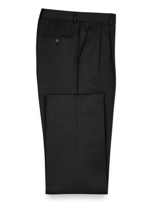 Solid Microfiber Pleated Pants - Black