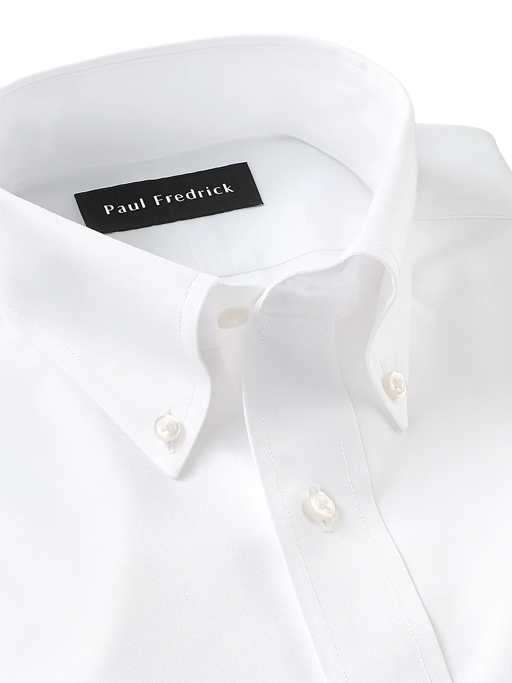 Impeccable Non-Iron Cotton Pinpoint Solid Color Button Down Collar Dress Shirt - White