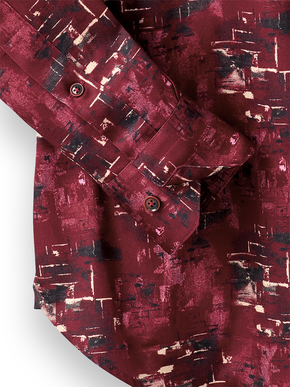 Cotton Abstract Print Casual Shirt - Burgundy