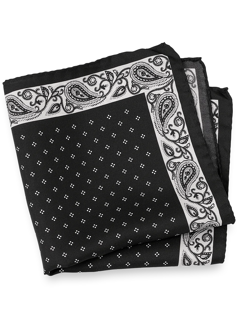 Paisley Silk Pocket Square - Black