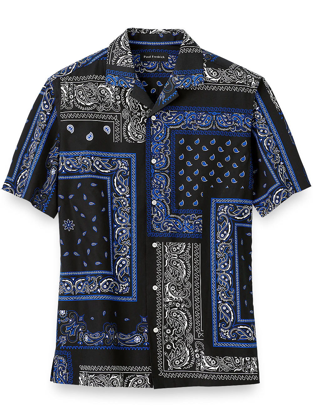 Cotton Paisley Print Casual Shirt - Black