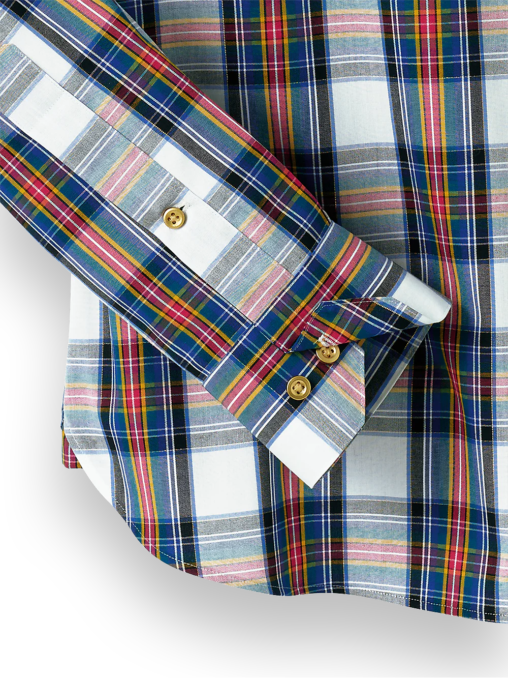 Cotton Blend Tartan Plaid Casual Shirt - White Multi