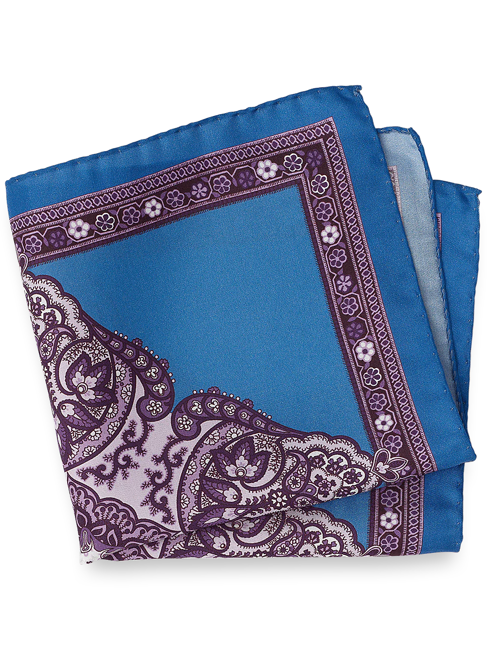 Medallion Silk Pocket Square - Blue/purple